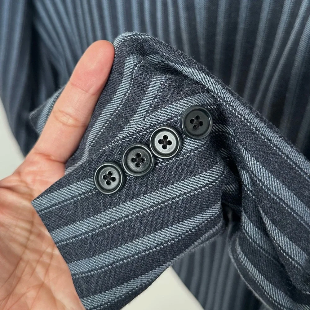 VINTAGE BROOKS BROTHERS CLASSIC BLUE STRIPED BLAZER JACKET ITALIAN WOOL SILK/L - Picture 8 of 9